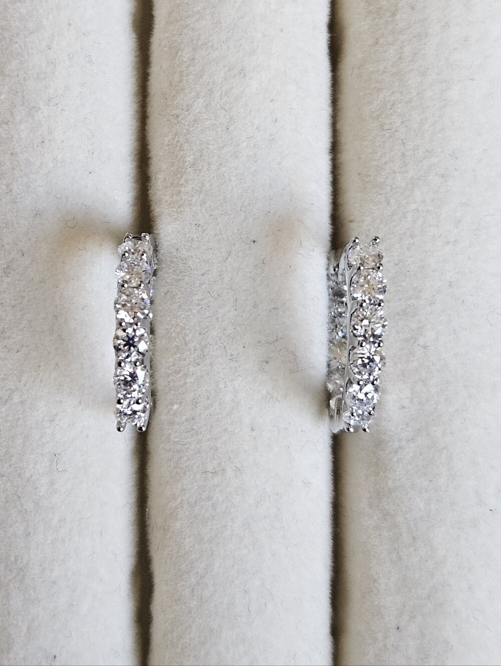 Moissanite Inside Outside Silver Huggie Earrings